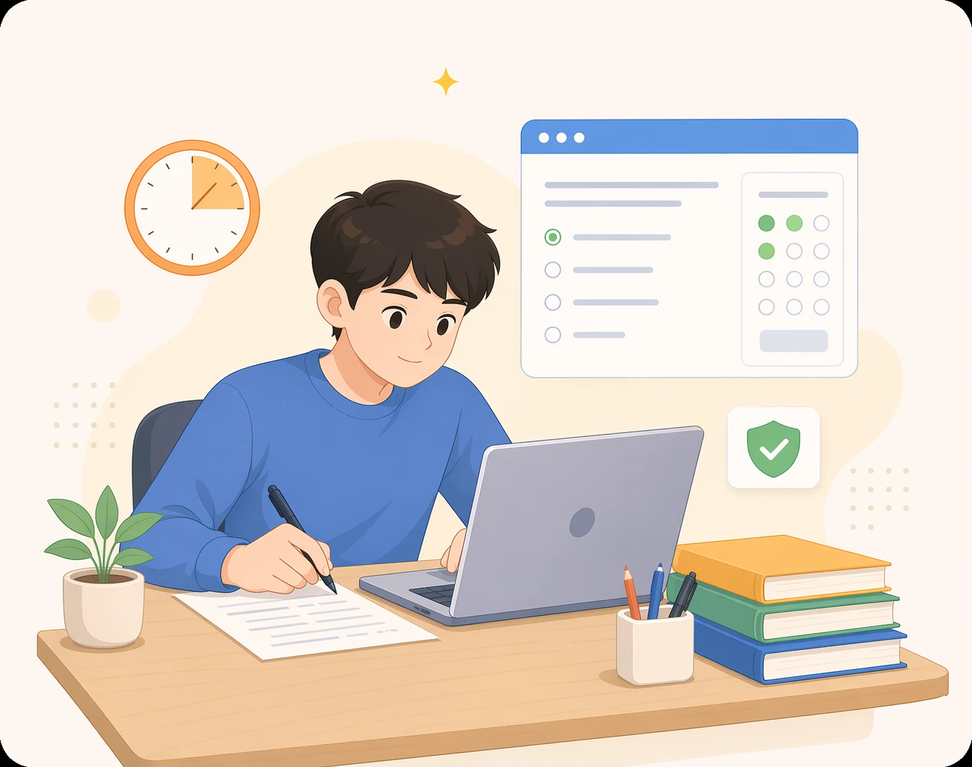 沉浸式模拟考试插画